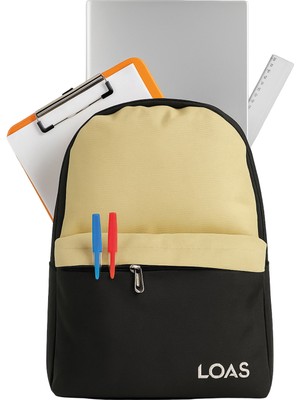 Loas Okul Sırt Çantası Su Geçirmez Kumaş 3 Bölmeli Tekli Tasarım 46x28x26 cm