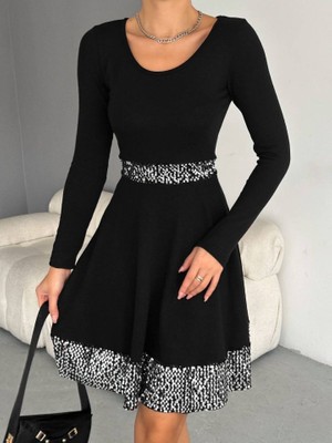 Soonaksesuar Kadın Bisiklet Yaka Beli ve Eteği Pul Payet Detay Fırsat Ürün Diz Üstü Elbise