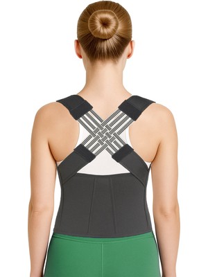 Arnee Medikal Dik Duruş Korsesi Sırt Korsesi Siyah Nefes Alabilir Kumaş ile Konforlu Kullanım