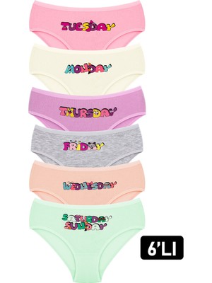 Öts Kız Çocuk Külot 6'lı Baskılı %96 Pamuk - %4 Elastan Renkli Konforlu Tasarım