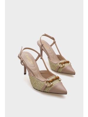 Capone Outfitters Hetty Tahta Tokalı Hasır Stiletto