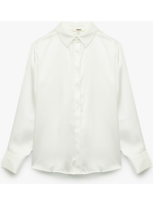 Regular Fit Uzun Kollu Klasik Yaka Saten Gömlek