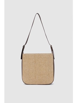 Valenza Hasır Görünümlü Omuz Çanta Kahverengi