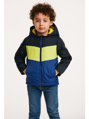 Verscon Erkek Çocuk Kapüşonlu Fermuar Kapama Içi Polar Su Geçirmez Yağmurluk Mont