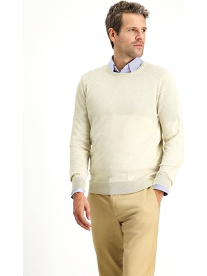 Bisiklet Yaka Slim Fit Dar Kesim Desenli Pamuklu Triko Kazak