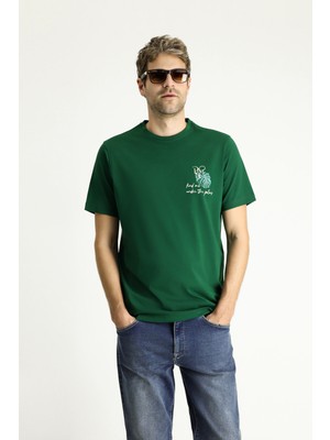 Bisiklet Yaka Regular Fit Baskılı Süprem Pamuk Tişört