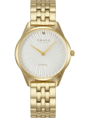 Obaku Denmark V297LXGISG Quartz Çelik Altın Rengi Beyaz Kadran 32 mm Kadın Kol Saati