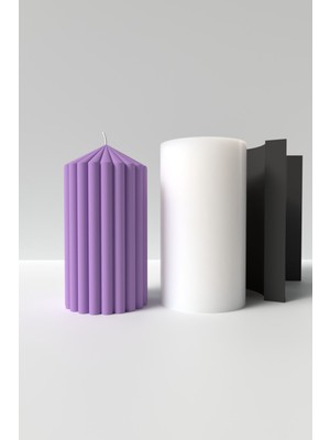 Orta Boy Sütün Mum Silikon Kalıp - Silindir Sütün Mum Kalıbı, Orta Boy Sütün Mum Kalıbı 14 x 7 cm