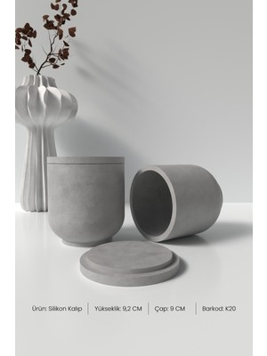 Kapaklı Düz Silindir Beton Saksı ve Mumluk Silikon Kalıp K20 - Mumluk Silikon Kalıp K20