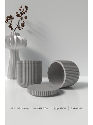 Kapaklı Desenli Silindir Beton Saksı ve Mumluk Silikon Kalıp K18 - Mumluk Silikon Kalıp K18