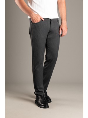 Zeki Özer Erkek Antrasit  Esnek  Keten Pantolon