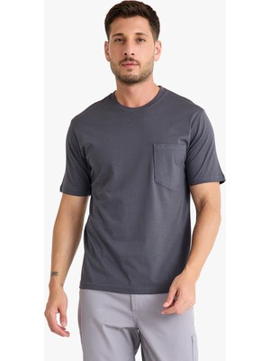 Owl Bisiklet Yaka Kalem Cepli T-Shirt