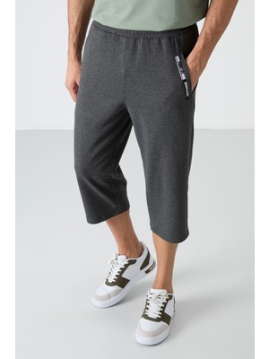 Tommy Life Antrasit Melanj Ön Cep Detaylı Standart Kalıp Klasik Paça Erkek Kapri - 83092