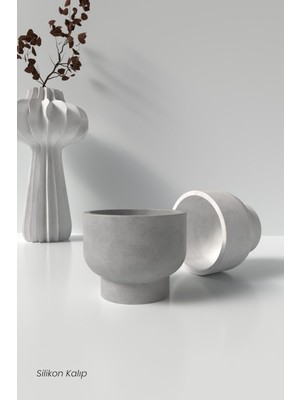 Beton Saksı ve Mumluk Silikon Kalıp -Bowl M2 Mumluk Silikon Kalıp -Beton Mumluk Kalıbı 8 x 10 cm