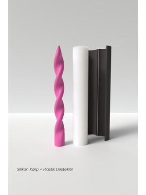 Şamdanlık Mum Silikon Kalıp M5 - Uzun Burgu Mum Silikon Kalıp , Mum Yapım Malzemeleri  21.2 x 2.6 cm