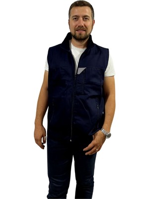 Yazlık Iş Yeleği 16/12 Gabardin - 3 Cepli, Fermuarlı, Çizgi Reflektörlü, %100 Pamuk Kumaş