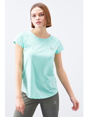 Tommy Life Mint Yeşili Sırt Pencereli Kısa Kol Standart Kalıp O Yaka Kadın T-Shirt - 97101