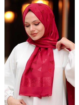 Neva Style Üçgen Desenli Bordo Tesettür Şal 45910BR