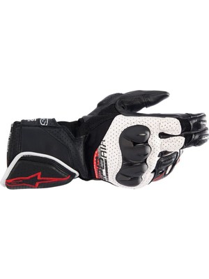 Alpinestars SP-8 V3 AirFlow Korumalı Motosiklet Eldiveni Siyah Beyaz Kırmızı Deri Eklem Koruması