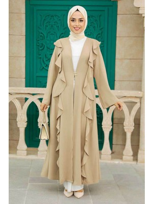 Neva Style Fırfır Detaylı Vizon Tesettür Abaya 15402V
