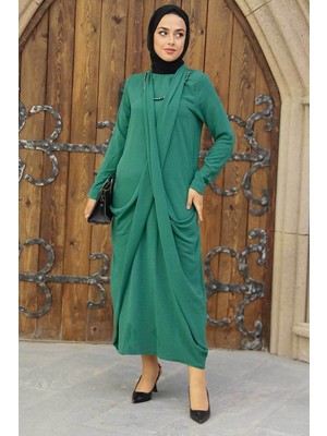 Neva Style Yeşil Tesettür Elbise 34281Y