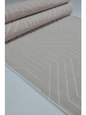Kaymaz Tabanlı Kesme Kabartmalı Salon Koridor Mutfak Halısı 5025V Vizon