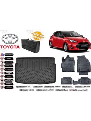 Toyota Yaris 2025 Model Bagaj Havuzu+4d Araca Özel Havuzlu Paspas Takımıı Rice