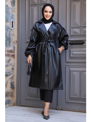 Neva Style Deri Siyah Tesettür Kap 1640S
