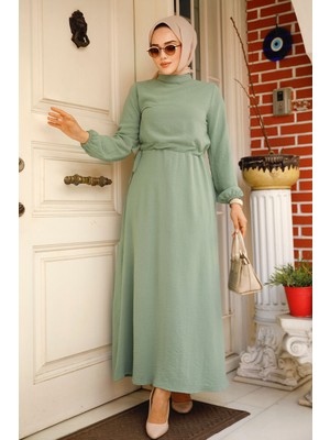 Neva Style Koyu Mint Tesettür Elbise 6314KMINT