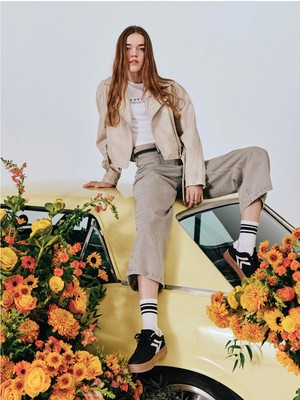 Xsıde Gri Beli Kemerli Wideleg Kadın Jean Pantolon