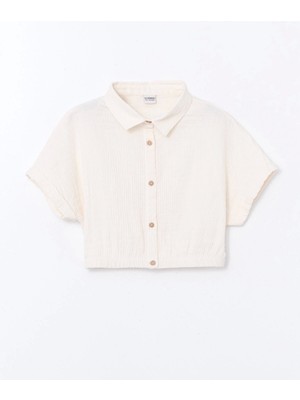 Lcw Kids Ekru Dokulu Kız Çocuk Crop Gömlek