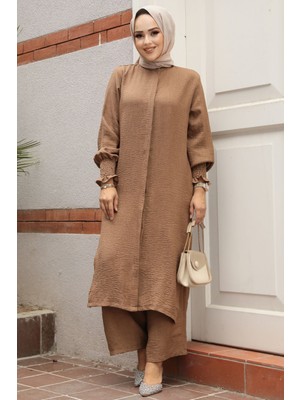 Düğmeli Taba Tesettür Ikili Takım 12591TB