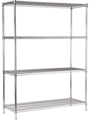 4 Katlı Paslanmaz Krom Tel Raf, Otel Rafı, Soğuk Oda Rafı