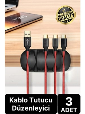 3 Adet 5 Kanallı Kablo Tutucu Sabitleyici Düzenleyici Yapışkanlı Toplayıcı Gizleyici Bant Klips Fiş