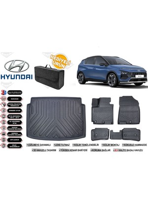 Hyundai Bayon 2024 Model Bagaj Havuzu+4d Araca Özel Havuzlu Paspas Takımıı Rice