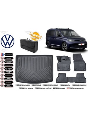 Volkswagen Caddy 2022 Model Bagaj Havuzu+4d Araca Özel Havuzlu Paspas Takımıı Rice