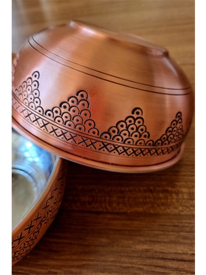 Işlemeli Bakır Çorba,salata,ayran Kasesi