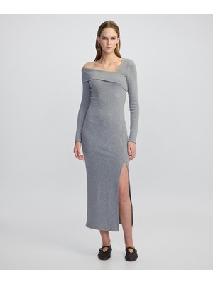 Asimetrik Yaka Midi Elbise IW6250002106126