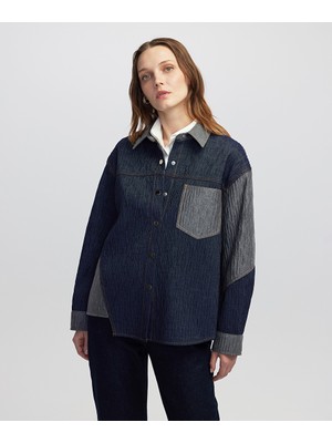 Kırışık Efektli Colorblock Ceket IW6250005078061