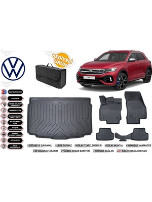 Volkswagen T-Roc 2025 Model Alt Bagaj Havuzu+4d Araca Özel Havuzlu Paspas Takımıı Rice
