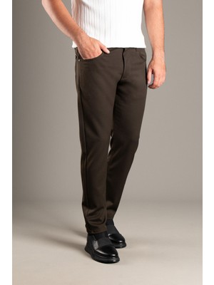 Zeki Özer Erkek Kahve Esnek  Keten Pantolon