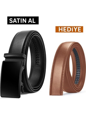Otomatik Tokalı Deliksiz  Kemer /taba Rengi Yedek Kemer Hediye