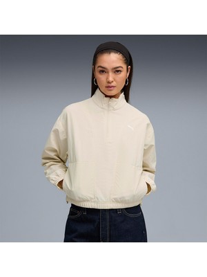 Puma Her Woven Kadın Ekru Klasik Yaka Sweatshirt