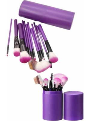 12 Parça Makyaj Fırça Seti Profesyonel Fondöten Allık Far Kontür Fırçası