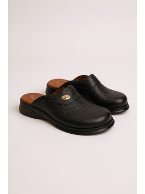 Hipokrat HP650 Hakiki Deri Ortopedik Sabo Terlik Doktor Hastane Aşçı Iş Terliği