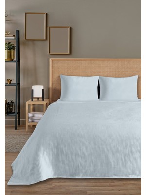 Monolisse % 100 Doğal Pamuk 4 Kat Müslin Lüks  Çift Kişilik Pike Takımı Bebe Mavi 200X230CM