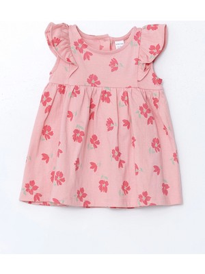 Lcw Baby Pembe Bisiklet Yaka Çiçekli Kız Bebek Elbise