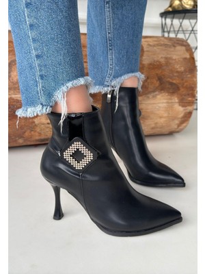 Moose Siyah Cilt Topuklu Bot