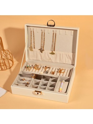 Özel Kilitli Takı Kutuları Tek Katmanlı Suni Deri Görünümlü Mücevher KUTUSU_M.K-10_