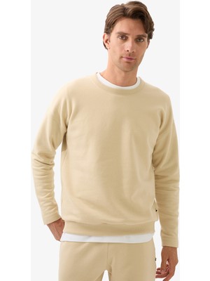 Erkek Sweatshirt 40839 - Krem